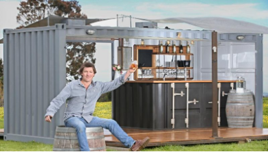41. Geelong man builds open-air bar venue out of shipping container for his wedding — and you can rent it